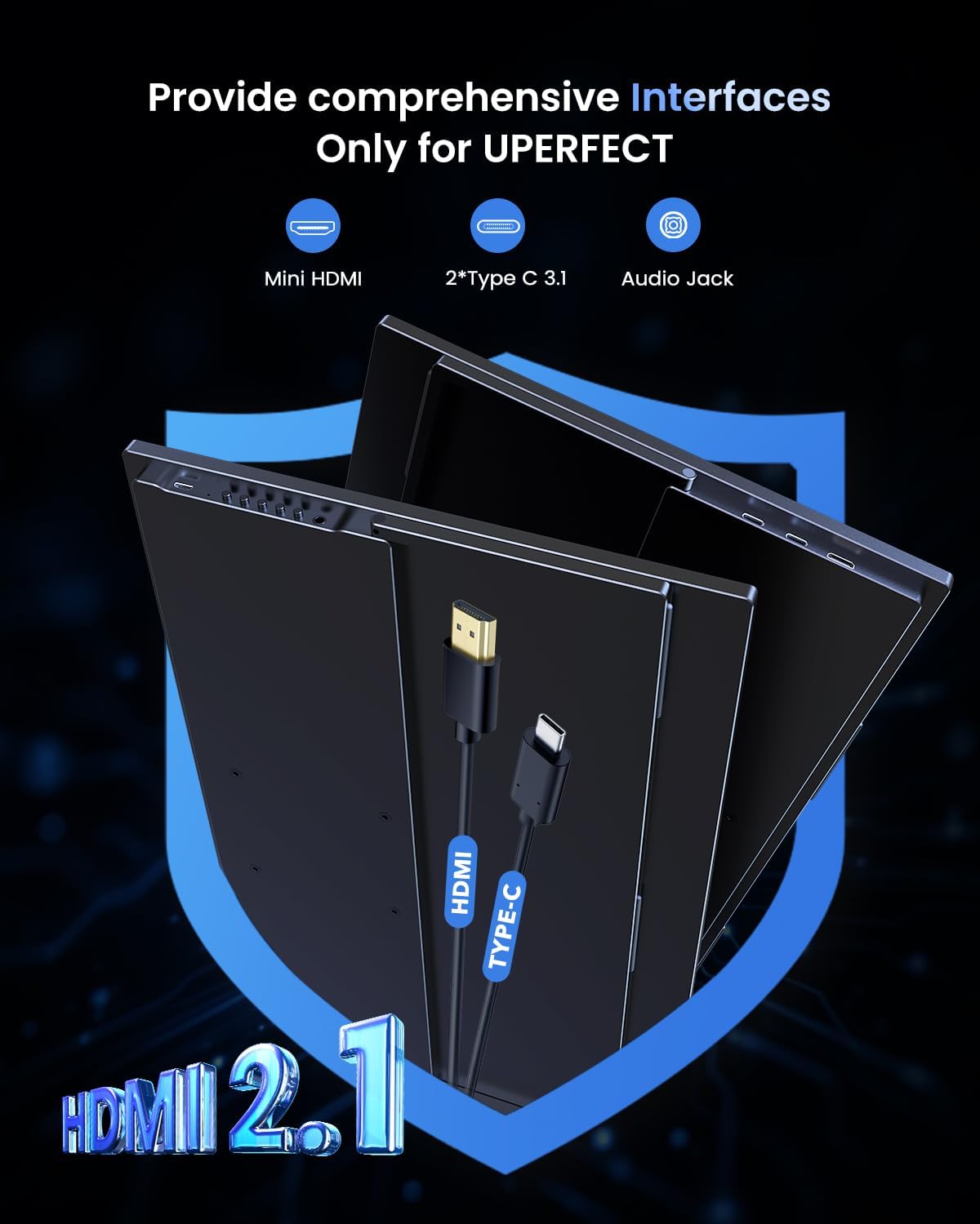 UPERFECT Portable Monitor 4K 144Hz QLED, 19' UHD 3840×2160, 500 Nits, 2000:1, 146% sRGB, 0.1ms, Built-in Stand & VESA Mount, Travel Gaming Monitor for Laptop, PC & Gaming Consoles - UColor 19 Apex