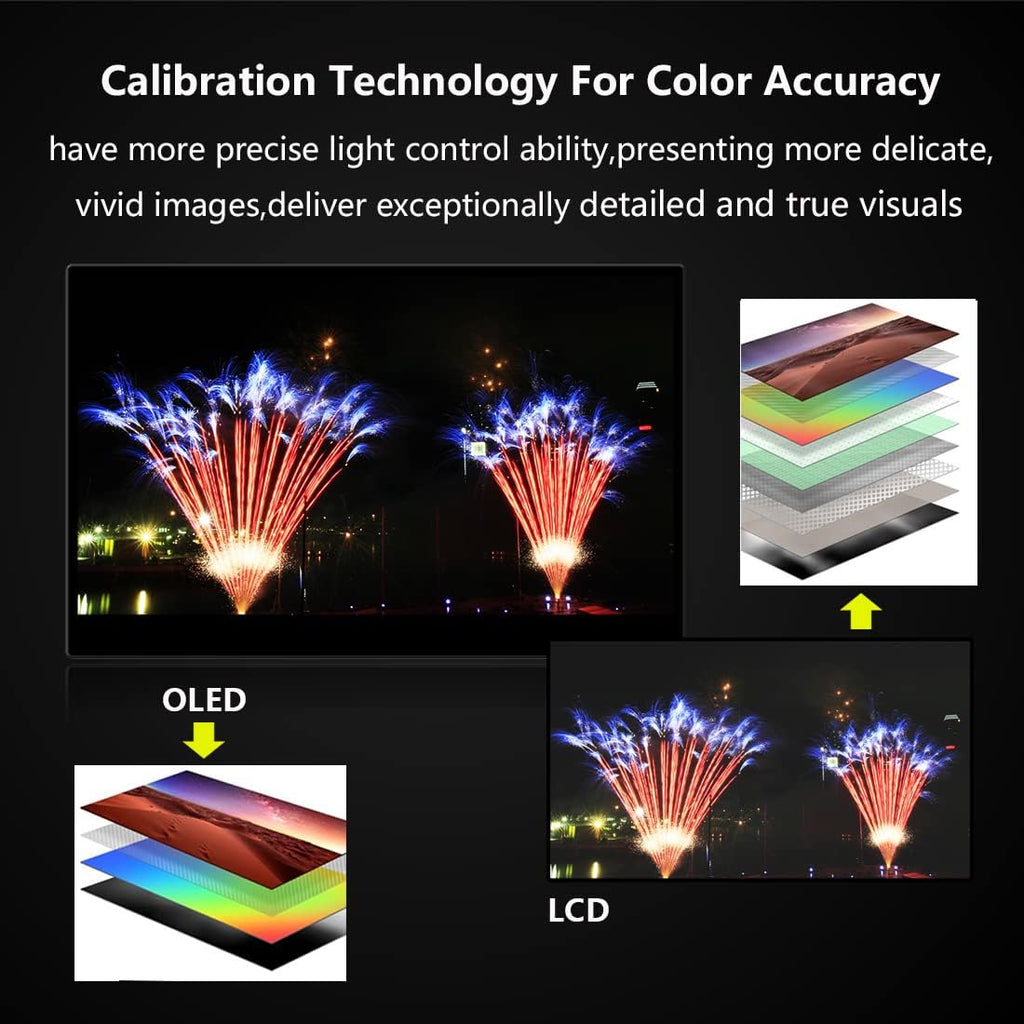OLED Portable Monitor- 4K Portable Laptop Display 15.6 Portable Gaming Monitor 100% DCI-P3 OLED Screen with HDMI/USB-C External Touchscreen for Phone PC Laptop Game Console