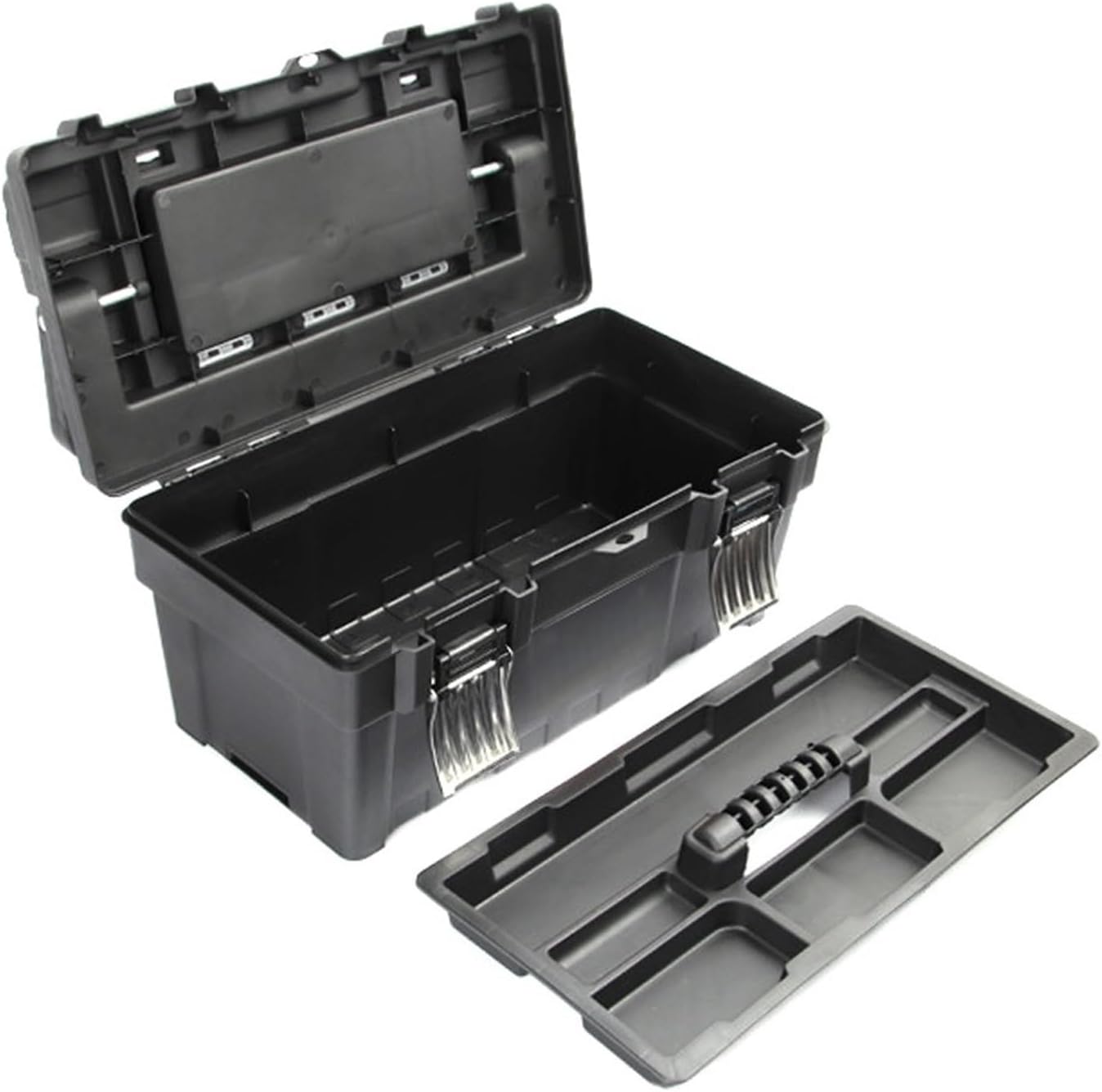 Toolbox Multipurpose Storage Box Alloy Long Handle Toolbox Household Double Portable Plastic Hardware Tool Storage Box (Black) Tool Box(Medium)
