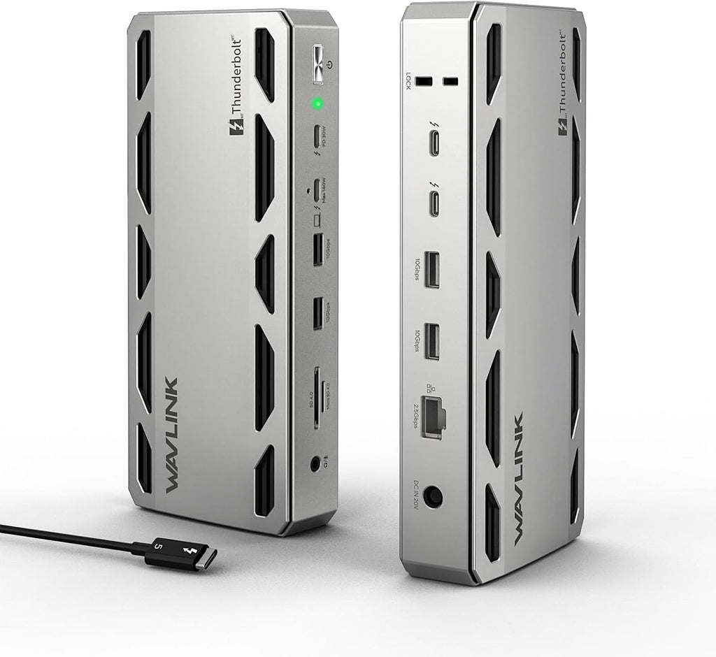 WAVLINK Intel Certified Thunderbolt 5 Dock, 12-in-1 TB5 Docking Station with 120Gbps Max Transfer, 140W PD, 2.5G Ethernet, 4X USB-A 3.2 Gen 2, SD4.0, for Windows 11/Mac OS 14.6 or Later TB5/4 Laptops