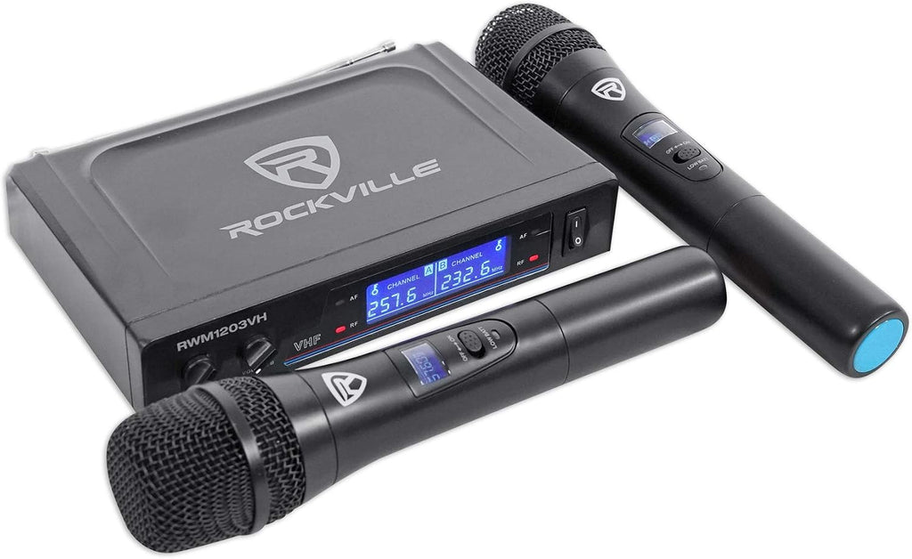 Gemini CDX-2250i Pro DJ Dual Two Deck Rack Mount CD/MP3 Media Player w/USB Bundle with RockvilIe RWM1203VHWireless Dual Handheld Microphone System/Digital Display
