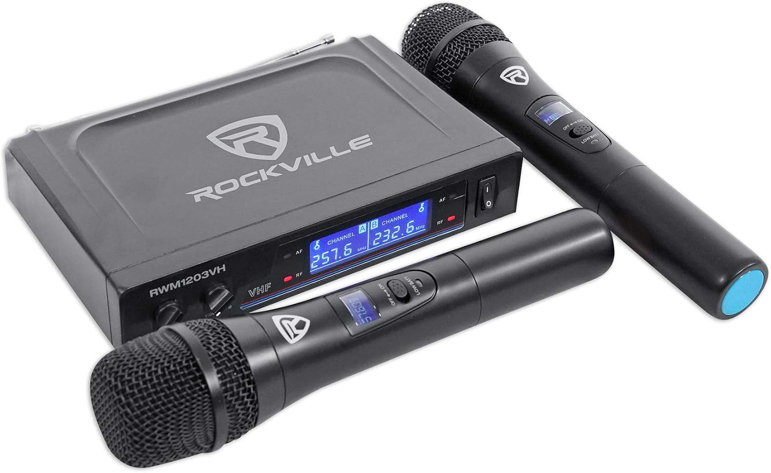 Gemini CDX-2250i Pro DJ Dual Two Deck Rack Mount CD/MP3 Media Player w/USB Bundle with RockvilIe RWM1203VHWireless Dual Handheld Microphone System/Digital Display