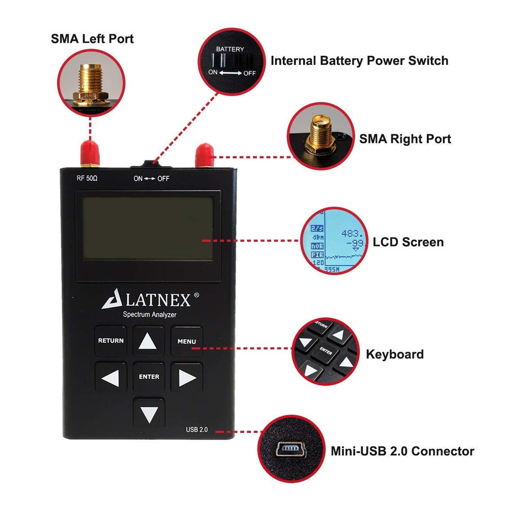 SPA-7GE RF Explorer Spectrum Analyzer, 6G Combo+ Handheld Frequency Analyzer for Ham Radio, Wireless Devices, WiFi Networks, Audio Engineers (SPA-7GE: 50KHz to 6.1GHz and Up to 7.5GHz)