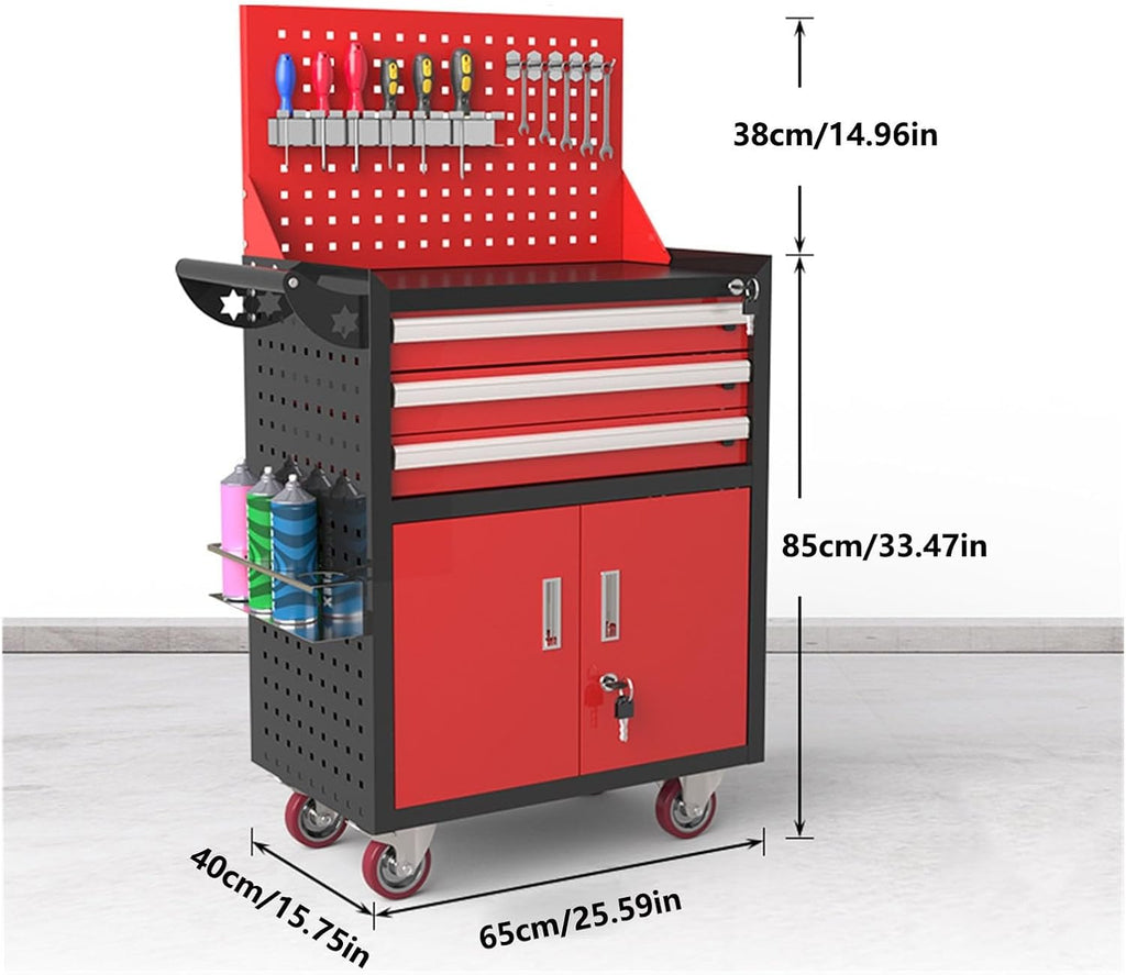 Toolbox Rolling Tool Chest with Wheels, Tool Storage Cabinet with 5 Drawer, Large Metal Tool Box Organizer with Lock, Tool Cart on Wheels Tool Box(Black)