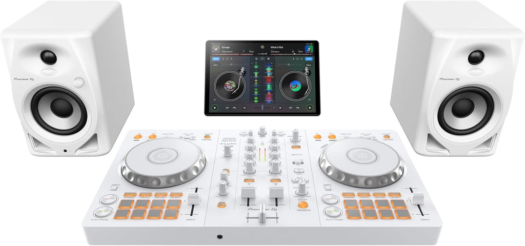 Pioneer DJ DDJ-FLX4 2-deck rekordbox and Serato DJ Controller - White, Limited Edition