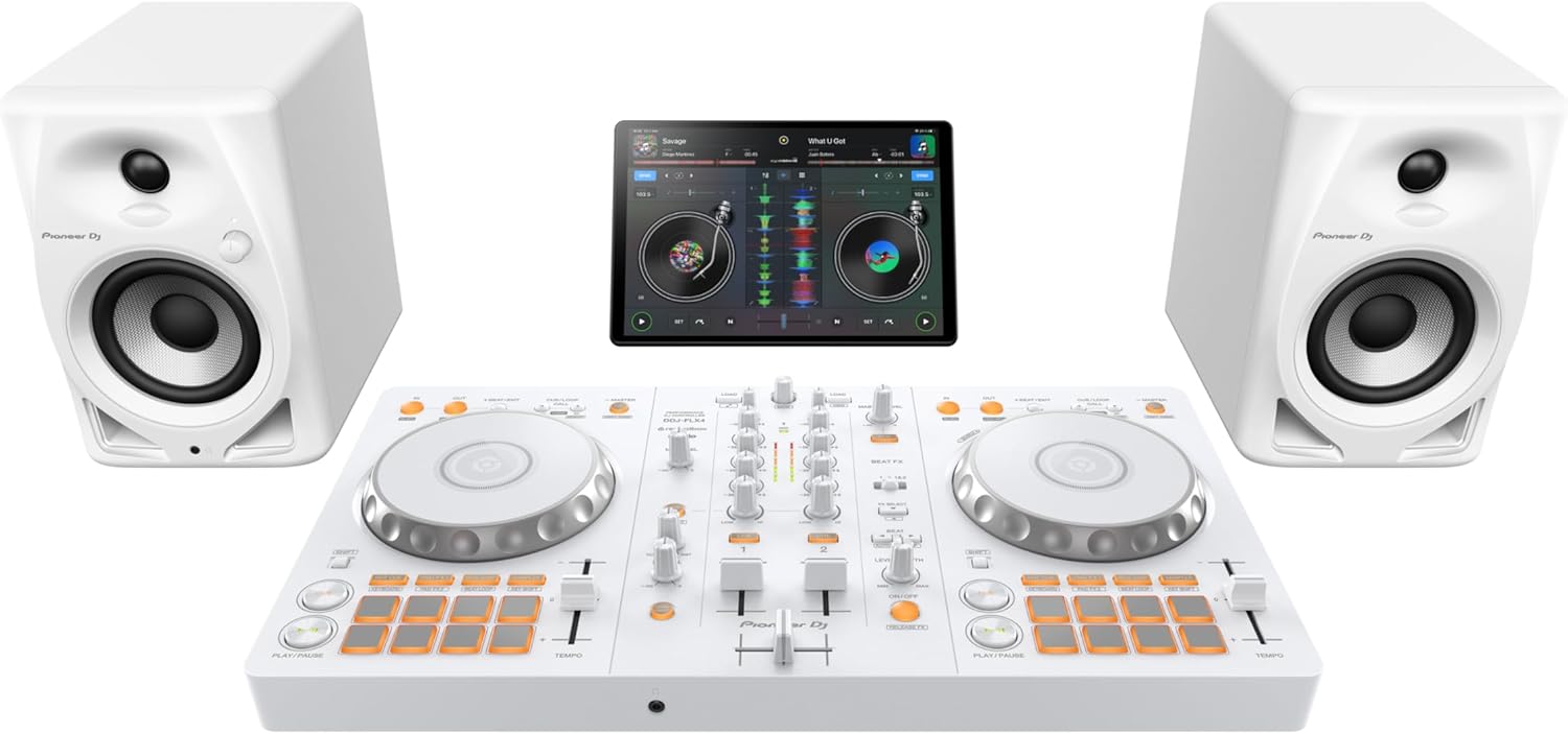 Pioneer DJ DDJ-FLX4 2-deck rekordbox and Serato DJ Controller - White, Limited Edition