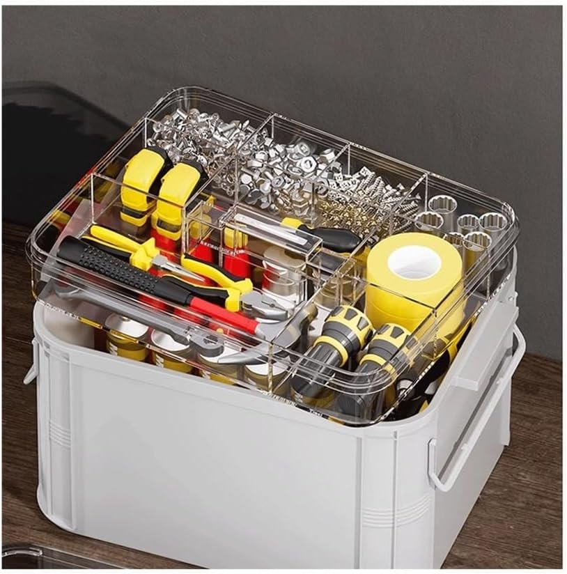 Storage Hardware Toolbox Household Screw Parts Storage Box with Lid Electrical Maintenance Box Multifunctional Art Tool Box for Garage
