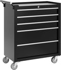Garvee Rolling Tool Chest, 5 Drawers Tool Storage Cabinet, Toolbox with Wheels, Portable Tool Cabinet Organizer with Locking System & Drawer Liners, Tool Storage Cart for Garage, Workshop, Black