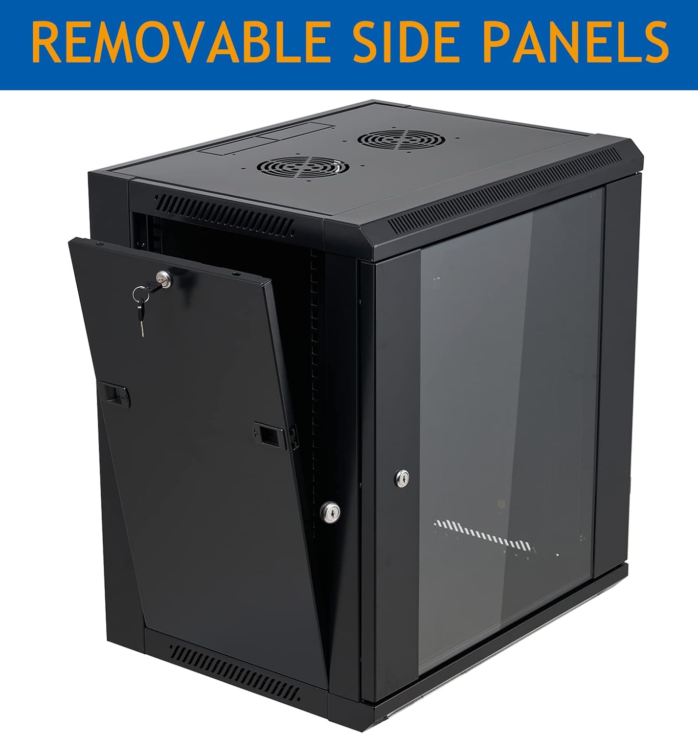12U Wall Mount Server Cabinet Network Rack Enclosure Locking Glass Door