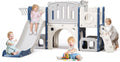 Toddler Slide,Kids Climber Slide with Storage Space and Non-Slip Steps,Indoor Outdoor Playset with Basketball Hoopa and Telescope,Slide for Toddlers Age 1-3