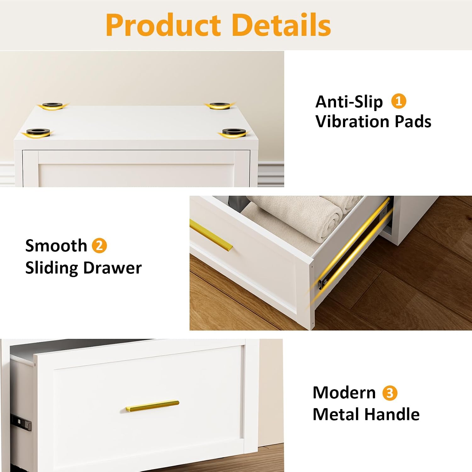 2 Pack Laundry Pedestal Heavy Duty Metal Washer and Dryer Pedestals, 16' H Universal Fit Washer Stand Base, Washing Machine Stand with Storage Drawer, 440lbs Mini Fridge Stand, （White, 2PCS)