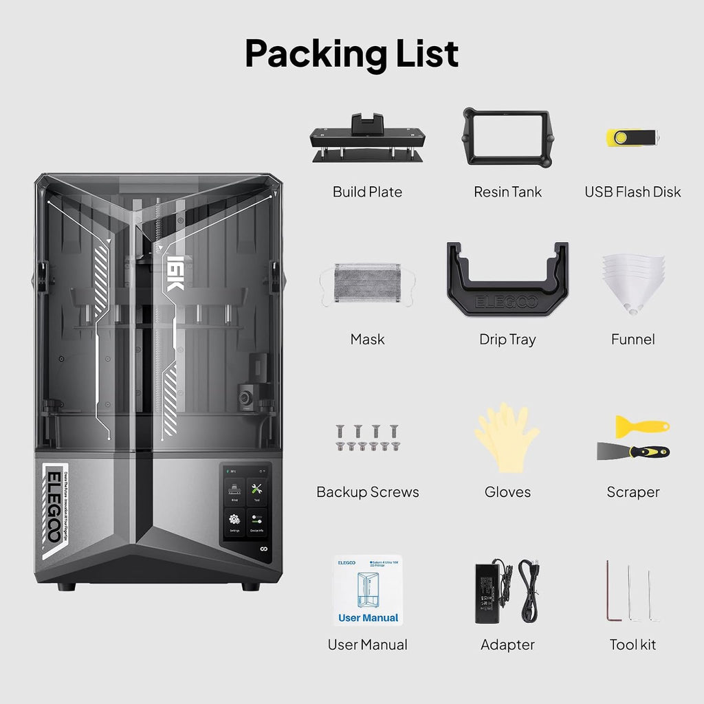 ELEGOO Saturn 4 Ultra 16K Resin 3D Printer MSLA, Smart Tank Heater, High Printing Speed to 150mm/h, AI Camera with Light, Built-in Wi-Fi, Large Print Size 211.68×118.37×220mm³
