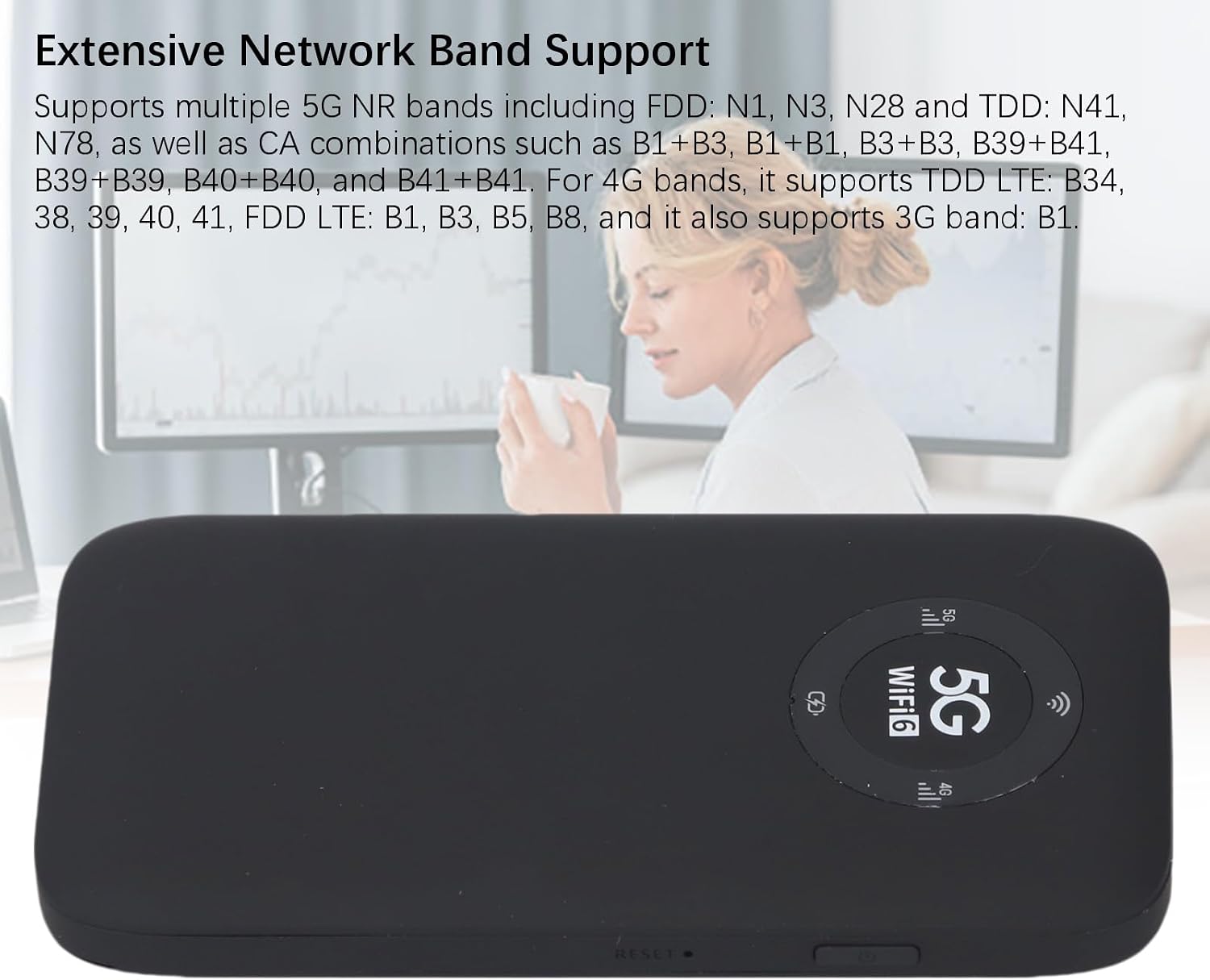 5G Mobile Hotspot, WiFi 6 16 Users Portable Wireless Router with SIM Card Slot and 7100mAh Battery, for Travel Business Outdoor Use (Black)