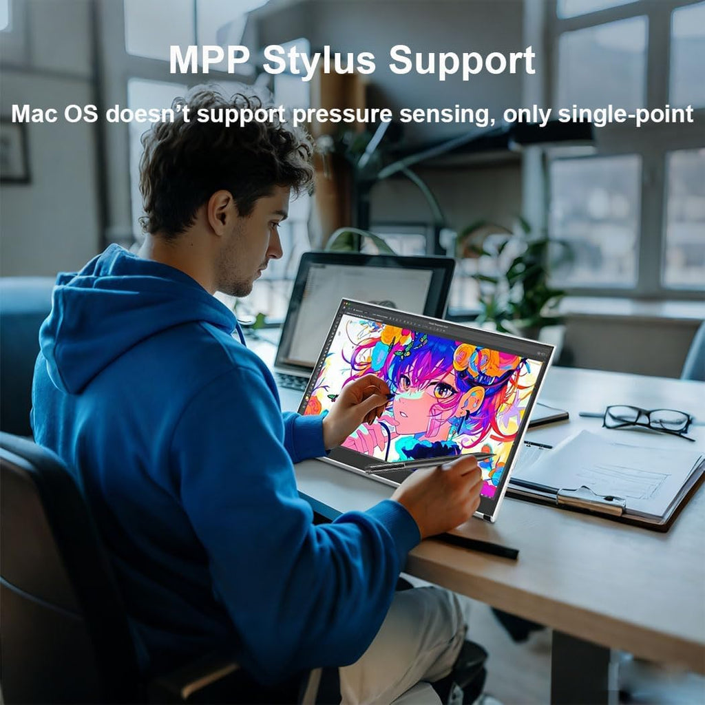 Portable Monitor Touchscreen, 15.6 Inch 1080P External Monitor with MPP Stylus Included, IPS, FHD, 100% sRGB, 400 Nits, Built-in Stand, USB-C/HDMI/Mini DP for Laptop, PC, Mac, Surface, Console