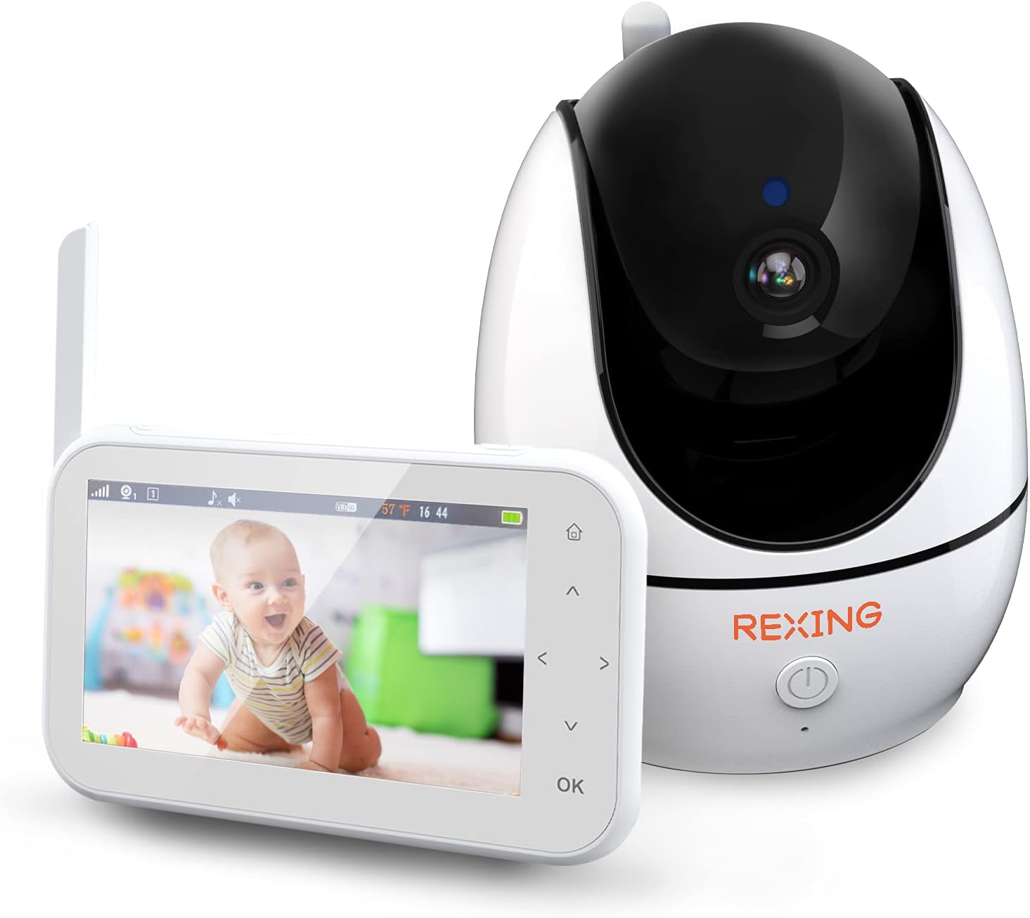 REXING BM1 Baby Monitor w/Recording Capabilities 4.5' IPS Display, 720p Video/Audio, Two-Way Talking, Microphone/Speaker, 1000ft Range, Night Vision,Thermal Monitor, Cry/Sound Detection,Lullaby Music