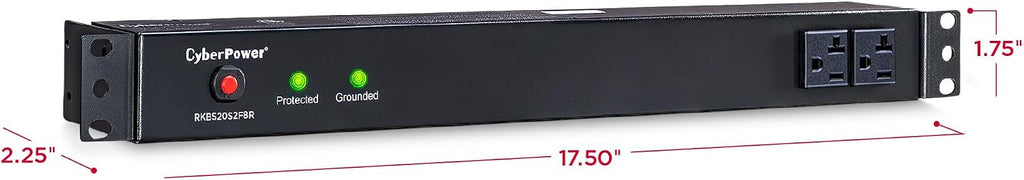 CyberPower RKBS20S2F8R Rackbar Surge Protector, 120V/20A, 10 Outlets, 15 Foot Power Cord, 1U Rackmount, UL Listed