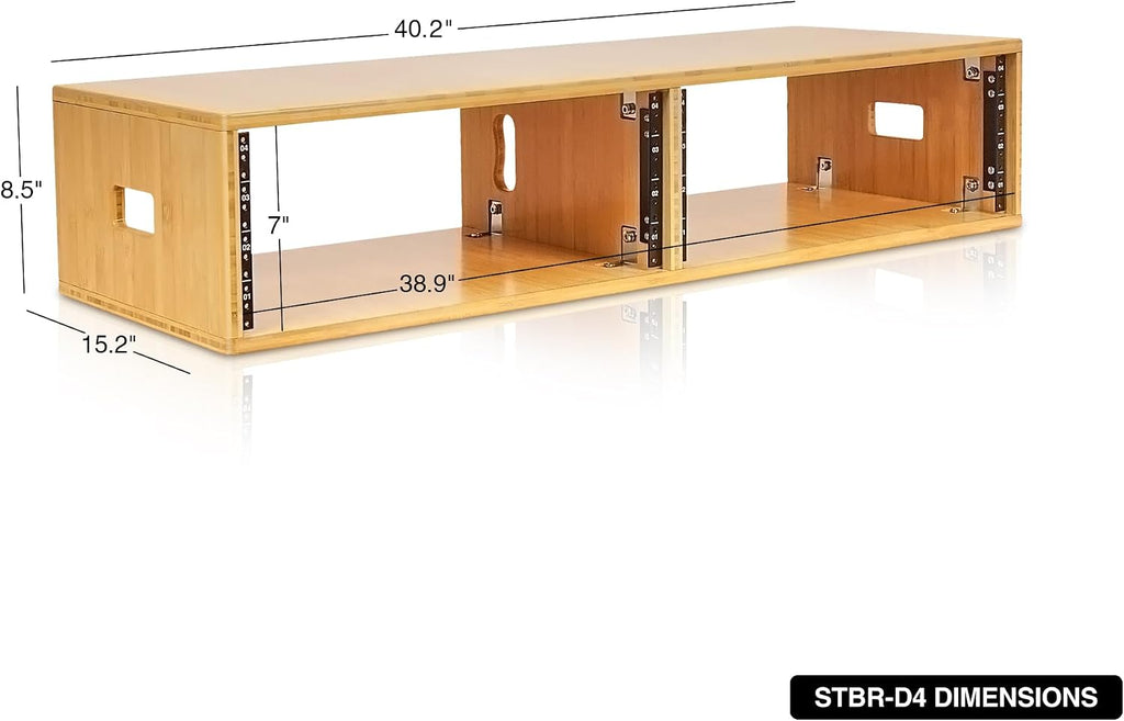 Sound Town DIY 2 x 4U Studio Rack, Solid Carbonized Bamboo, for Recording Room, Home Studio (STBR-D4)