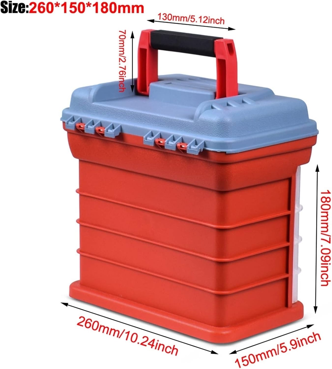 Portable Tool Box Tool Box Multipurpose Tackle Organizer, Portable 4 Tier Fishing Accessory Case - Removable Tray & Adjustable Dividers Small Parts Box
