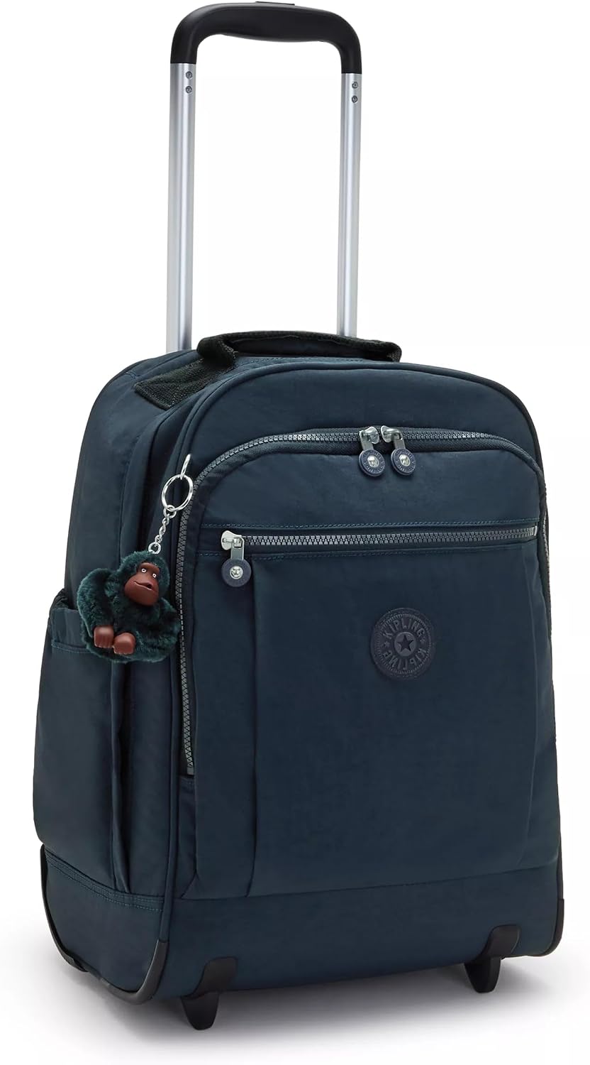 Kipling Women's Gaze Large Rolling, Durable, Wheeled Backpack with Adjustable Shoulder Straps, Nylon Book Bag, True Blue Tonal, 8.25' L x 17.25' H x 12.25' D,100352251