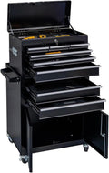 Multifunctional Rolling Tool Chest with 8 Drawers and Detachable Top Tool Box, Mobile Steel Tool Storage Organizer, Tool Chest on Wheels for Warehouse&Workshop, Side Hooks & Drawer Liners for Garage