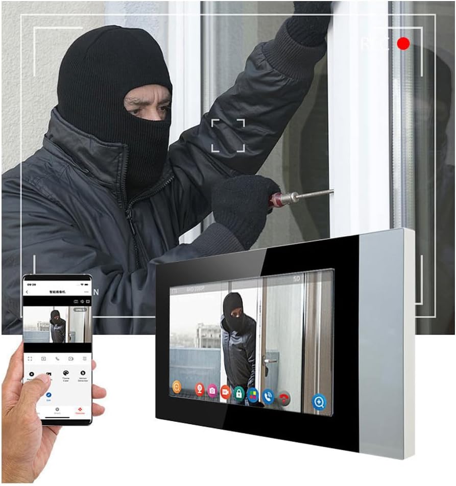 LCD Video Door Intercom Access Control System Electric Strike Push Rod Lock for Panic Bar& Power Unit Full Kits Cards Phone App Remote Open