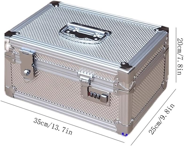 Storage Aluminum Alloy Outdoor Toolbox Office Receipt Box Home Storage Box Object Storage Box Cash Register Zero Cash Box Document Toolbox for Garage