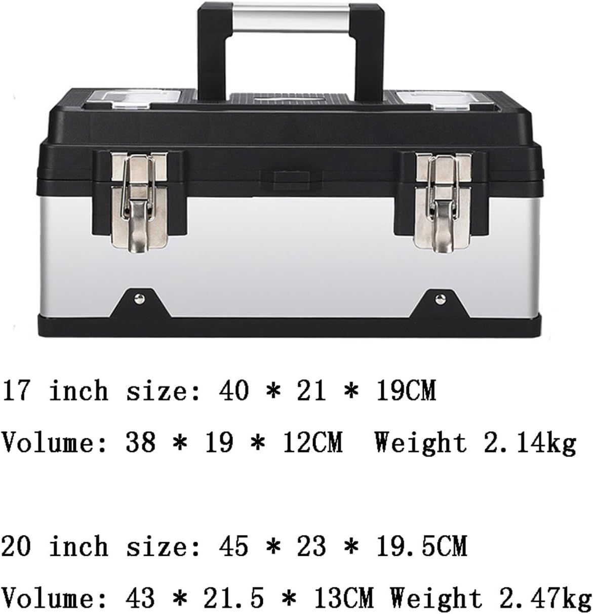 Multifunctional Tool Box Stainless Steel Toolbox Multi-Function Household Portable Hardware Repair Kit Extra Storage and Steel Lock Storage Box（17 Inch /20 Inch ） for Garage(20inch)