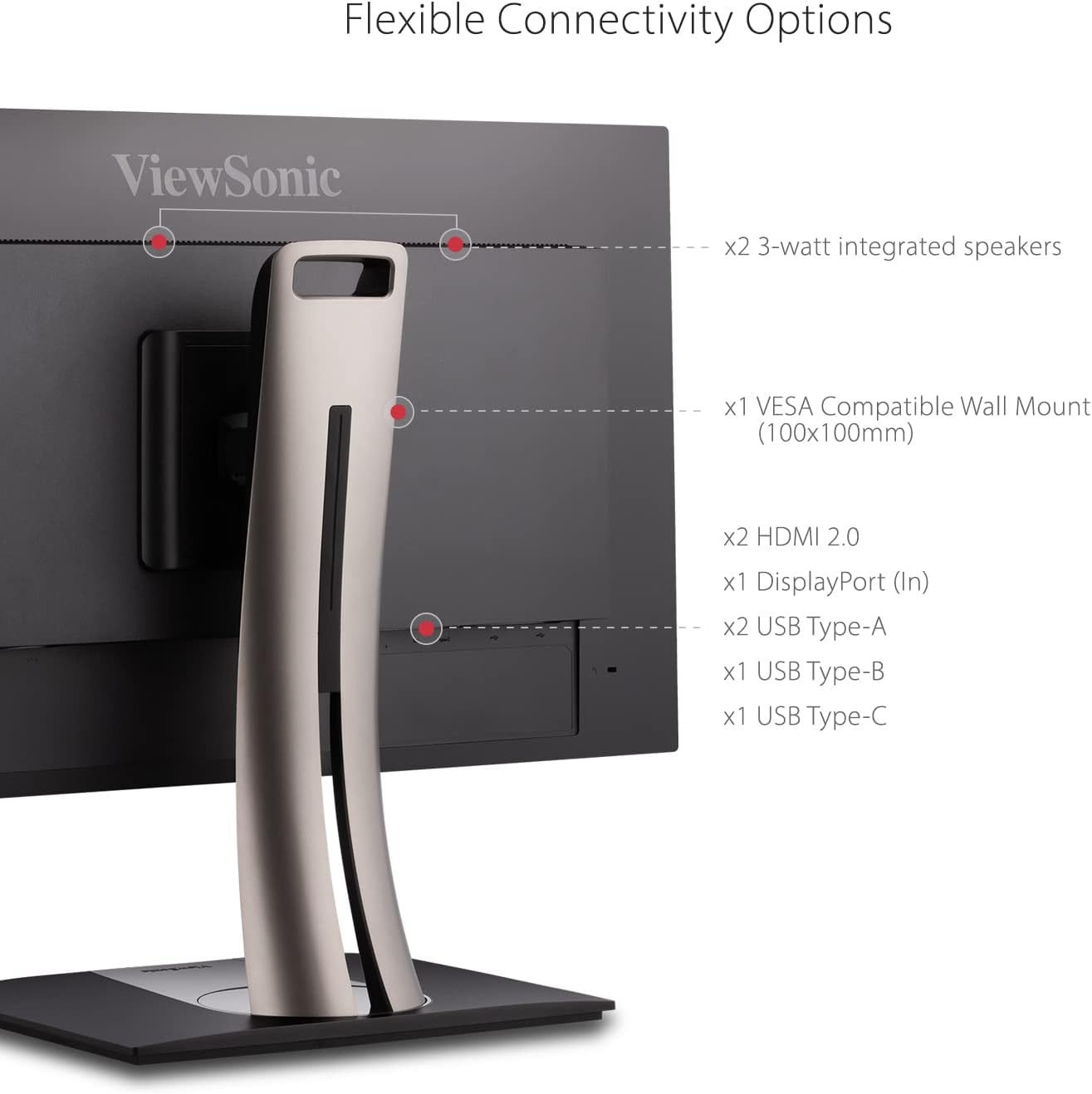 ViewSonic VP3256-4K 32 Inch 4K ColorPro Monitor, IPS Display with 100% sRGB and Pantone Validated for Professional Content Creation, Advanced Ergonomics, 60W USB-C, HDMI, and DisplayPort Inputs