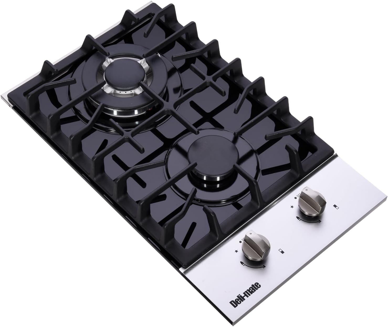 12 Inch Gas Cooktop, Built-in 2 Burners Stainless Steel Gas Stovetop LPG/NG Convertible Gas Stove Top Dual Fuel Gas Hob DM2188-01