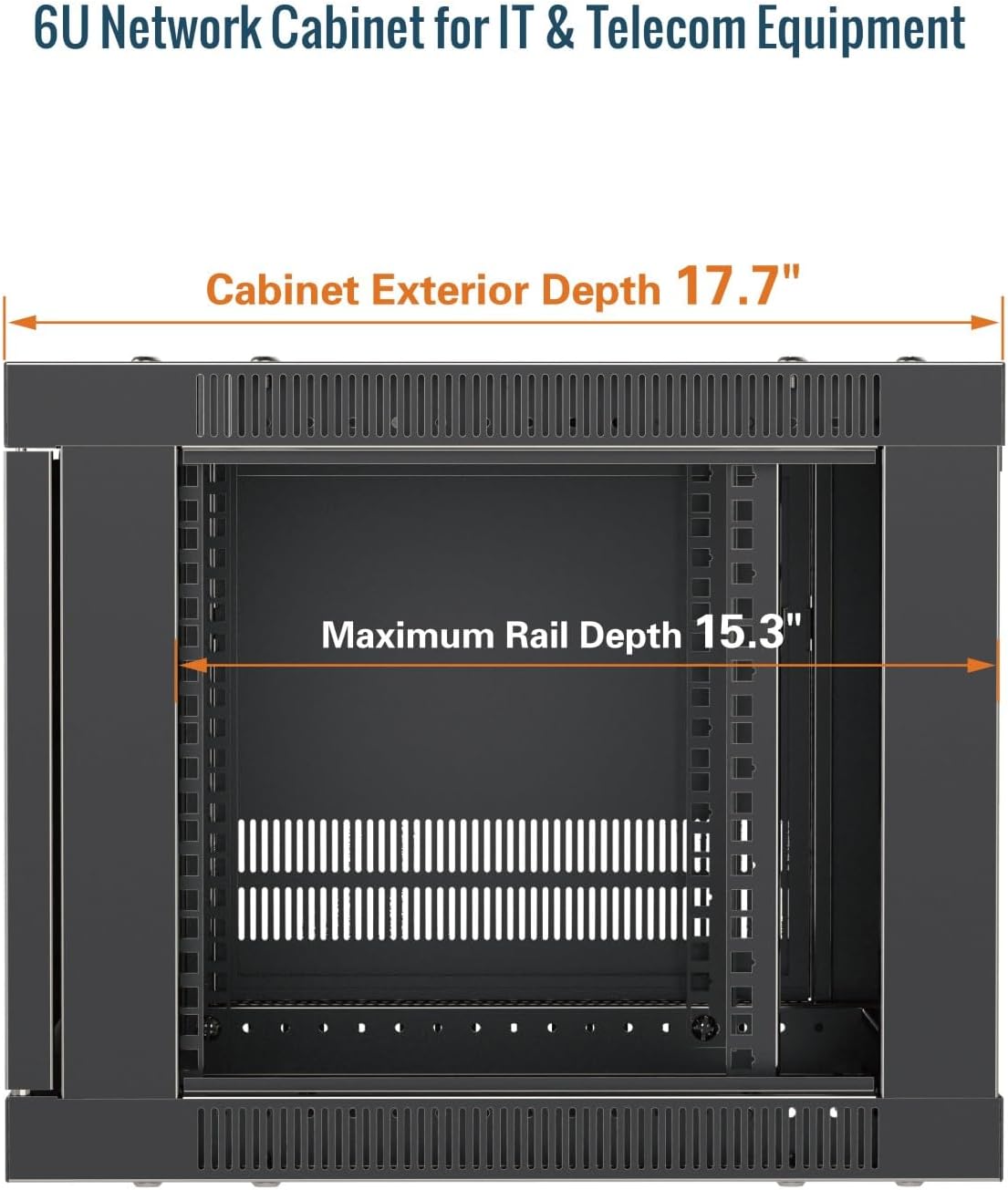 Tecmojo 6U Wall Mount Rack Cabinet, Heavy-Duty 176 Lbs High Load Capacity, 19' Enclosed Server Network Rack with Glass Door, 17.7' Deep – Elite Collection