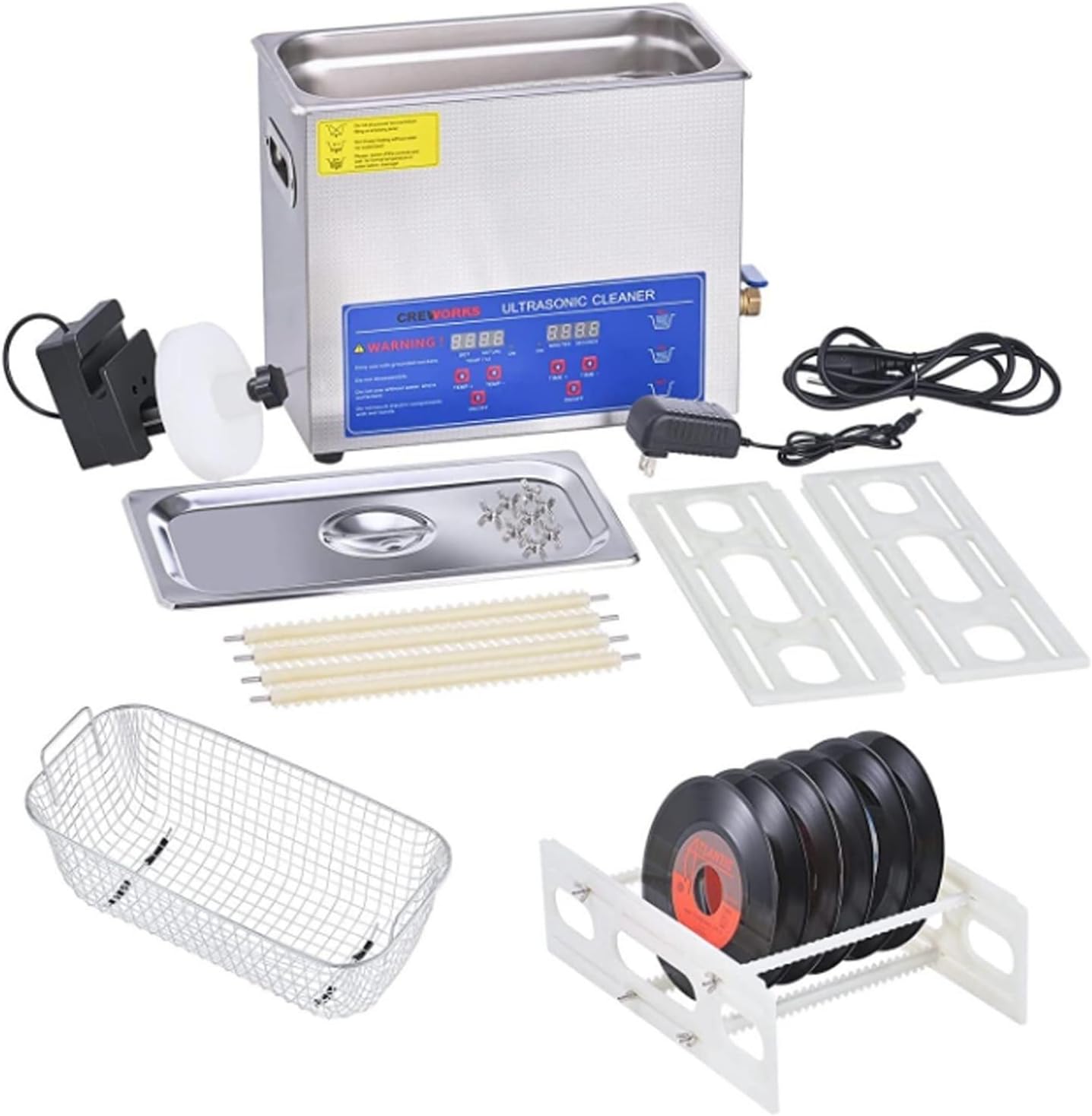 Phonograph Disc Ultrasound Washing Machine, 8 Records Vinyl Sonics Cleaner, 6L Ultrasonic Vinyl Records Cleaning Machine