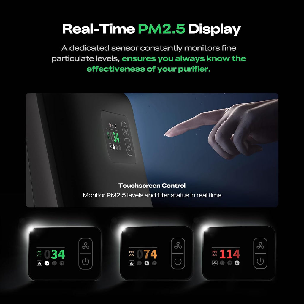 Creality 3D Printer Air Purifier, High-Dense Activated Carbon, 360°All-Round Purification, Long Filter Lifespan, 99% Filtration Efficiency, Smart Touch Control,Fit for Most FDM 3D Printers