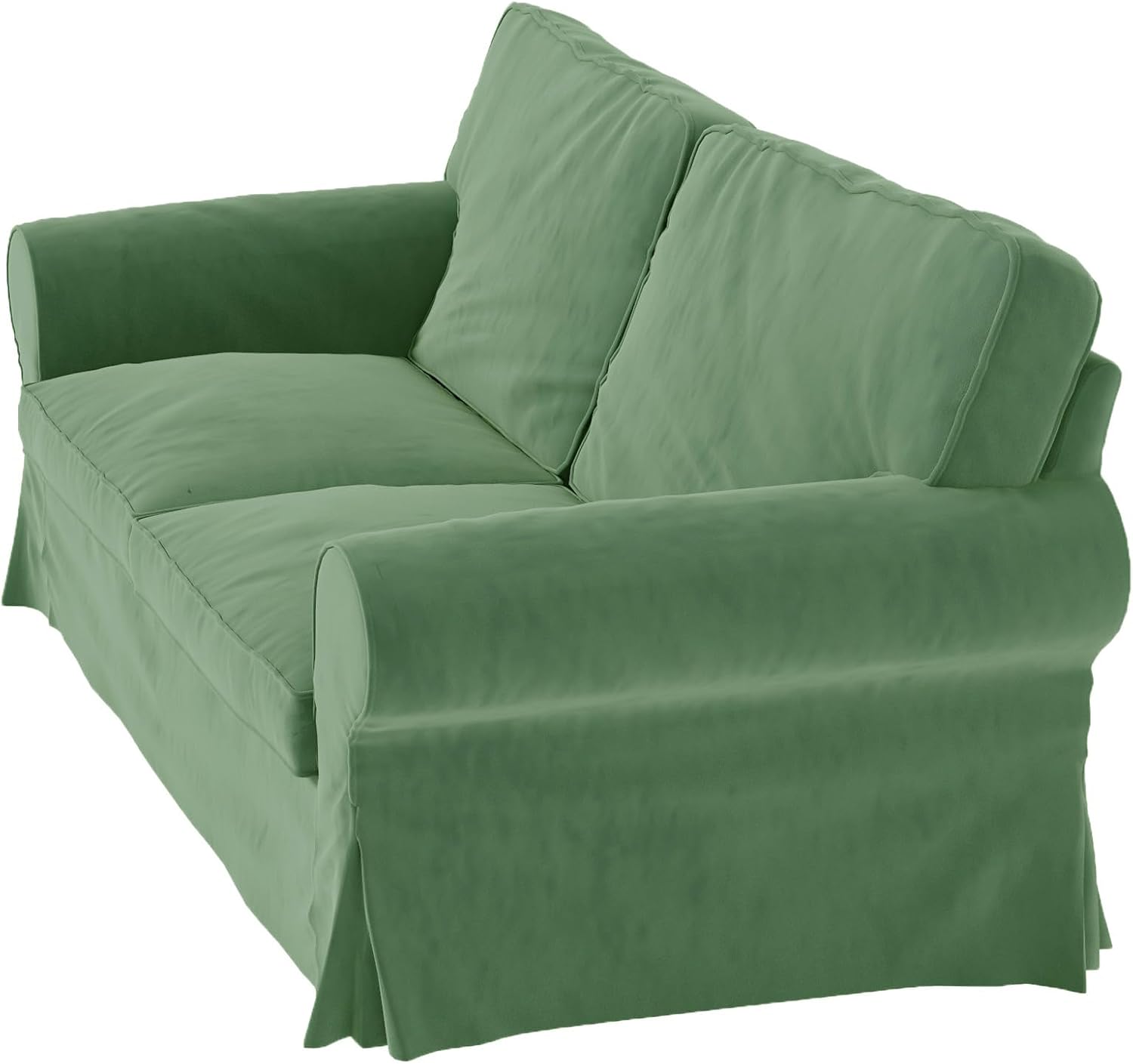 Heavy Duty UPPLAND (Not EKTORP) Sofa Cover Replacement Compatible with IKEA UPPLAND 3 Seat Sofa, Loveseat, Armchair, Sectional Corner, or Footstool Slipcover Only (Uppland 2 Velvet Light Green)
