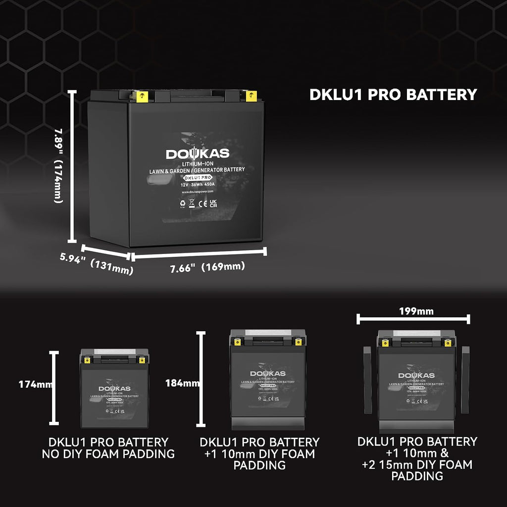 DKLU1 PRO Group U1 Lithium LiFePO4 Lawn Mower Battery, 12V 3Ah 450CCA Generators, Garden Tractor Starting Battery, Compatible with Craftsman, John Deere, Cub Cadet, Ariens, Troy-Bilt, Toro