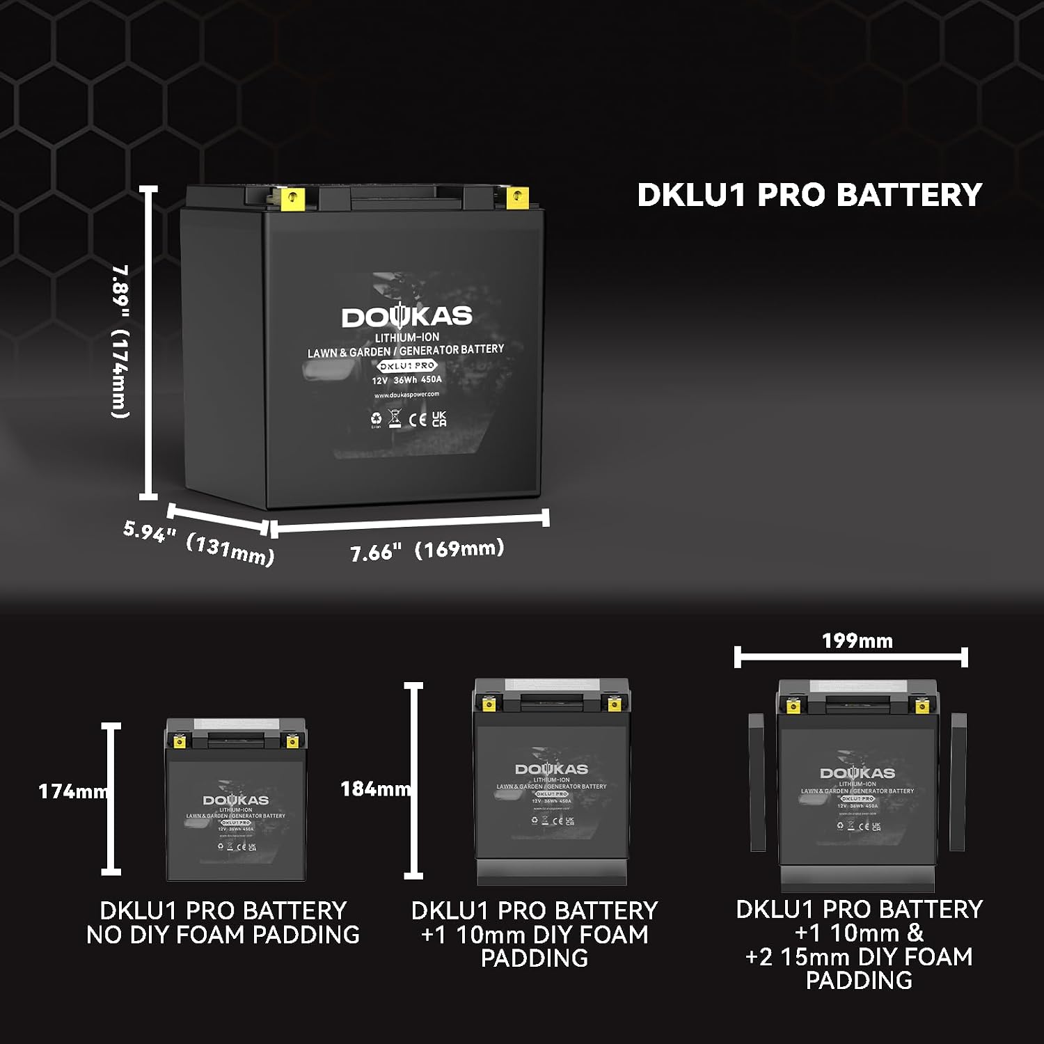 DKLU1 PRO Group U1 Lithium LiFePO4 Lawn Mower Battery, 12V 3Ah 450CCA Generators, Garden Tractor Starting Battery, Compatible with Craftsman, John Deere, Cub Cadet, Ariens, Troy-Bilt, Toro
