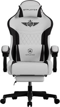 GTPLAYER Gaming Chair, Video Game Chairs with Footrest and Lumbar Support, Computer Chair for Adults with Extended Backrest, Ergonomic Reclining Silla Gamer, Fabric, Grey