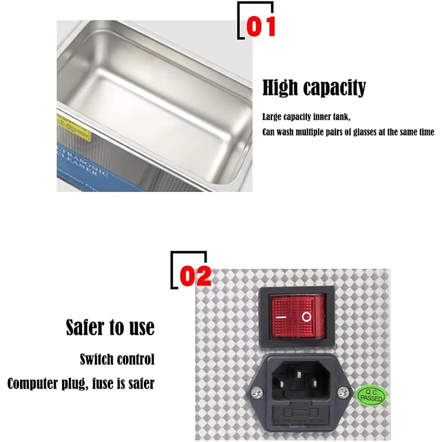 Small Household Ultrasonic Cleaner, 3L Glasses Washing Machine, 120W High Frequency Shock Cleaner with Timer Knob for Glasses, Contact Lenses, Watches, Jewelry, etc.