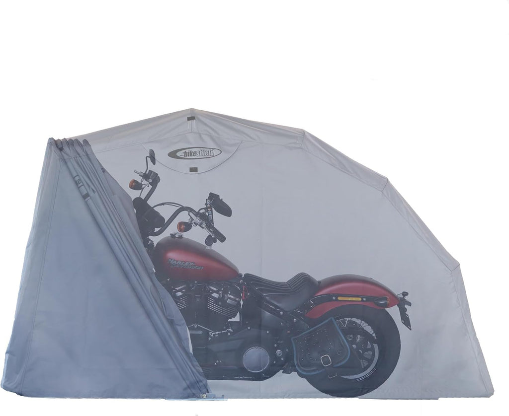 Tourer Motorcycle Shelter Garage Cover - Built to Last, Heavy-Duty Rust-Proof Galvanized Steel Frame, +2000mm H2O Waterproof Rating, Cross-Plate for stabilization, Lockable