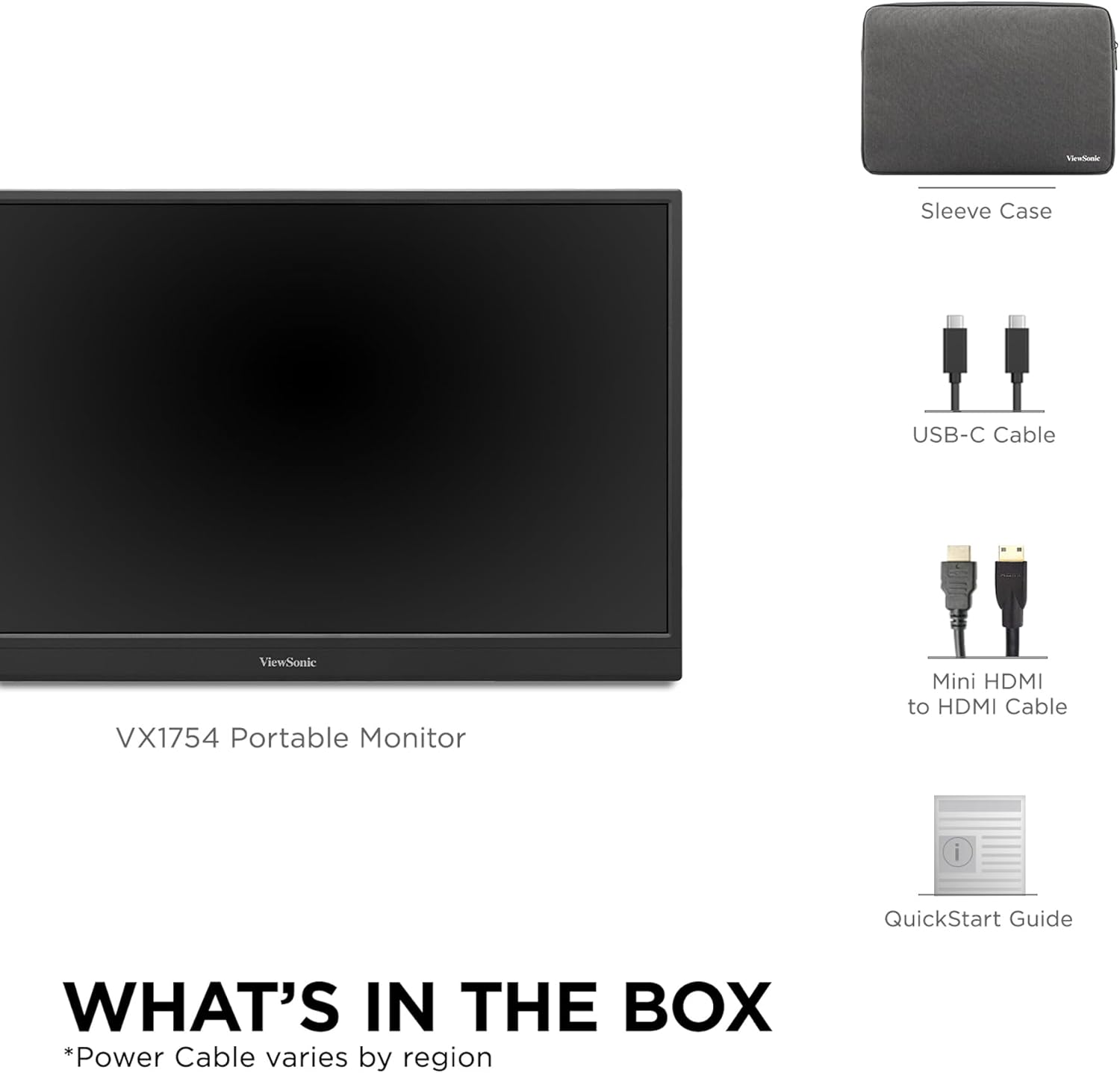 ViewSonic VX1754 17 Inch 1080p IPS Portable Gaming Monitor with 144Hz, AMD FreeSync,2 Way Powered 60W USB C, Mini HDMI, and Built-in Stand with Protective Cover (Renewed)