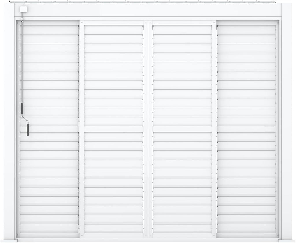 Mirador Accessory - 10' Sliding Louver Door for Mirador Pergola 111 Series, 4 Panel Detachable Moveable Sun Shade Privacy Door, White