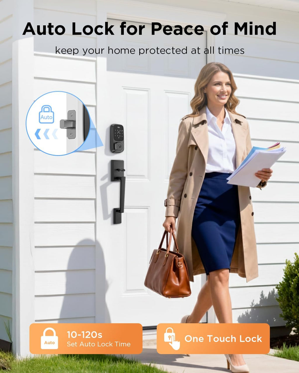 TCL Palm Vein Smart Lock D1 Pro, Keyless Entry Door Lock for Front Door, Wi-Fi Keypad Deadbolt, App Control, Compatible with Alexa & Google Assistant, Rechargeable Battery
