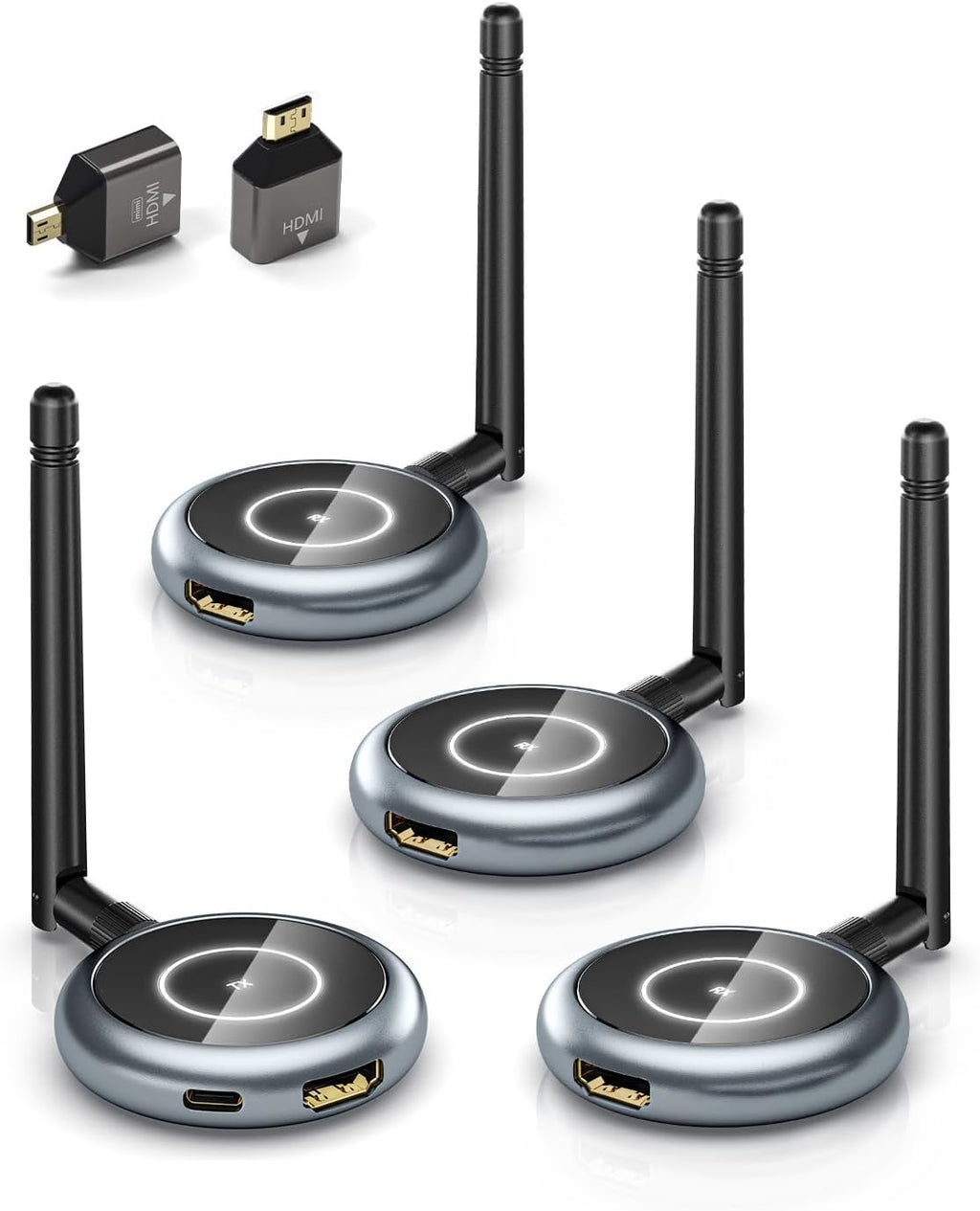 AIMIBO Wireless HDMI Transmitter and 3 Receivers, 656FT(200M) Plug & Play HDMI Wireless Multiple TVs Extender with App Mirror, 5.8G, 4K Decode & 1080P@60Hz for Laptop, Camera, TV Box to Monitors