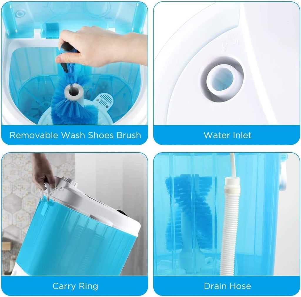 Portable Mini Washing Machine Wash Shoes Wash Clothes and Spin-dry, Semi-Automatic, 10 lbs Capacity,Mini Washer for Apartments Camping Dorms Business Trip College Rooms (Color : Blue)