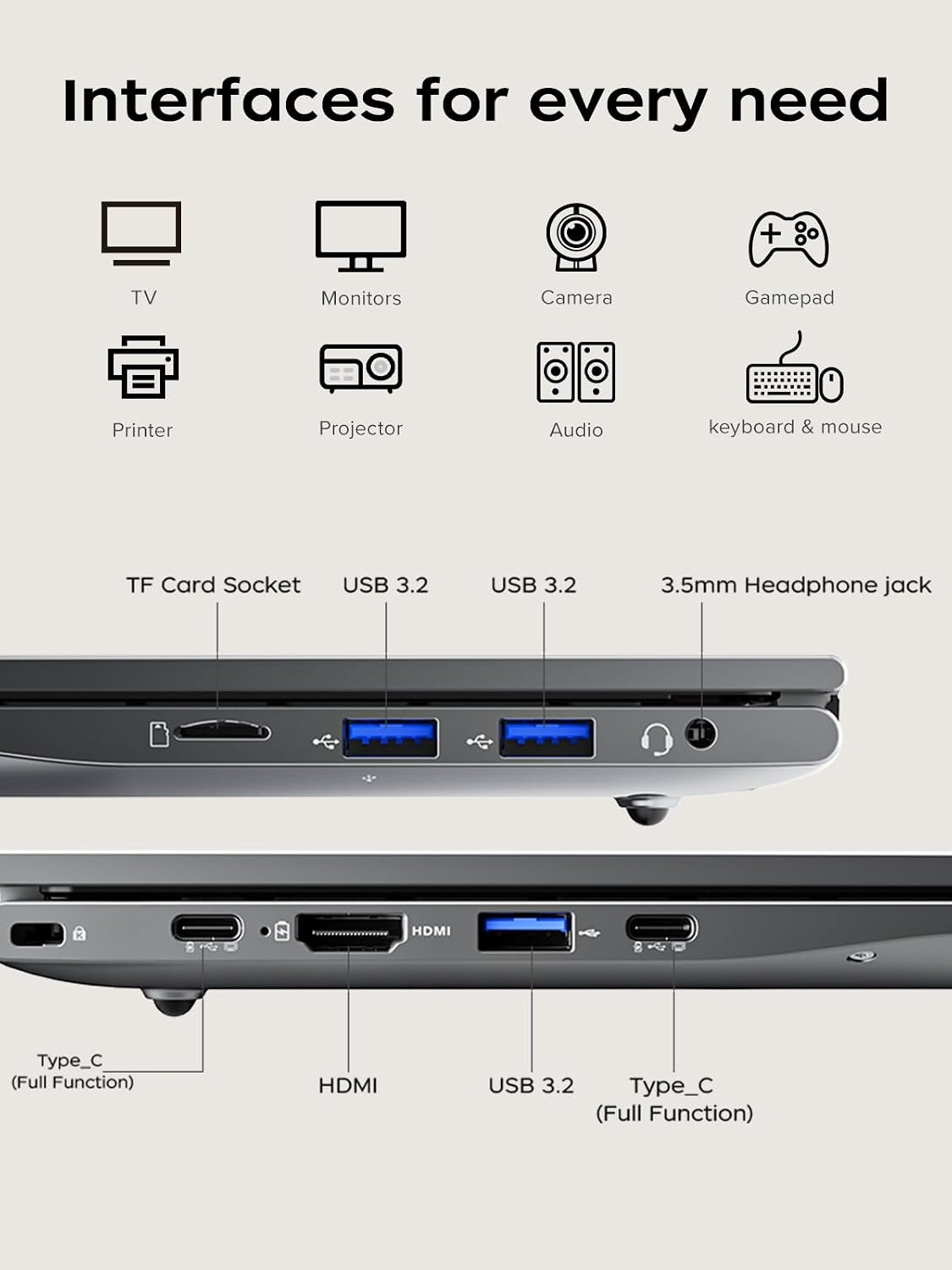 KAIGERR 2026 Light Gaming Laptop, ΑΜD Ryzen 7430U (Up to 4.3GHz), 16GB RAM 512GB NVMe SSD, 15.6in IPS Laptop Computer WiFi 6 Bluetooth 5.2, Numeric Keypad, Home Laptops Office Laptops, HDMI Type-C