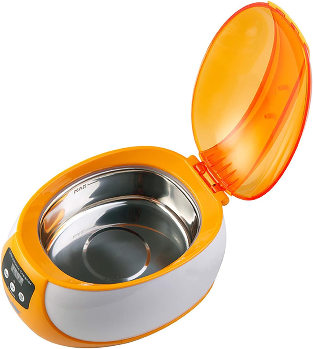 Gaone Digital Ultrasonic Jewelry Cleaning Device Small Household Multifunction Cleaner Stainless Steel Ultrasonic Bathroom Washing Machine Cleaning Tools,Orange