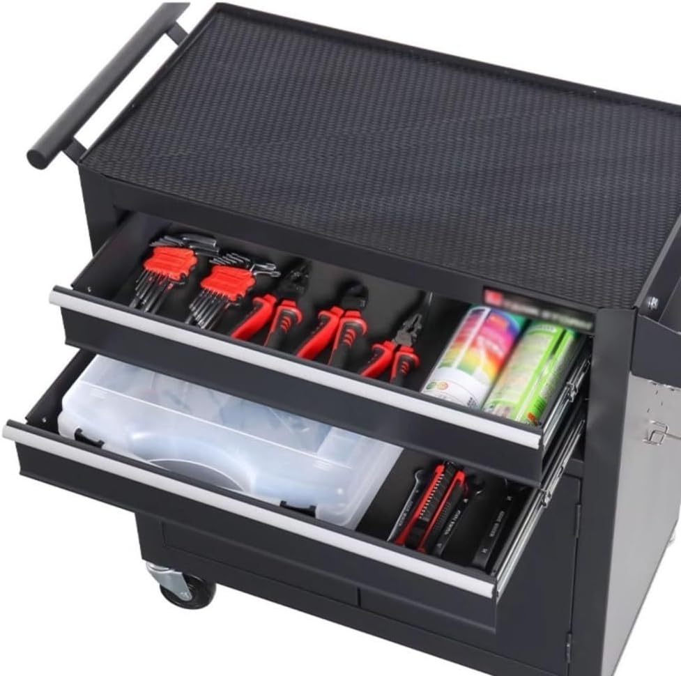 Tool Box Auto Repair Tools, Carts, Toolboxes, Tattoo Workstations, Workshops, Mobile Metal Tool Cabinets (Black) Tool Storage
