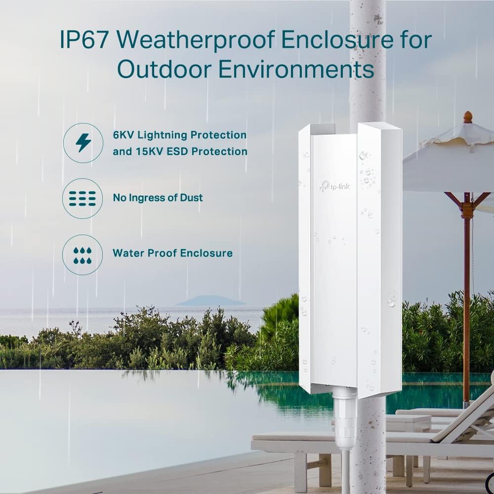 TP-Link Omada Long Range Outdoor Access Point - WiFi Extender Universal Compatible, WiFi 6 AX3000 Dual Band, Up to 3,500 sq.ft, PoE Powered, IP68 Weatherproof, Starlink Compatible(EAP650-Outdoor)