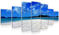 Startonight Large Canvas Wall Art Beach - Island in the Clear Blue Ocean - Huge Framed Modern Set of 7 Panels 40' x 95'