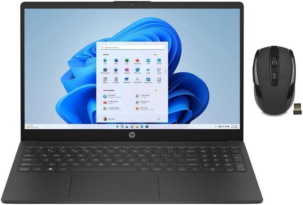HP 15.6' HD Display Laptop | Intel Processor N200 | Intel UHD Graphics | Microsoft 365 Included | Black| 4GB RAM | 128GB SSD | Windows 11 S | Bundle with Wireless Mouse