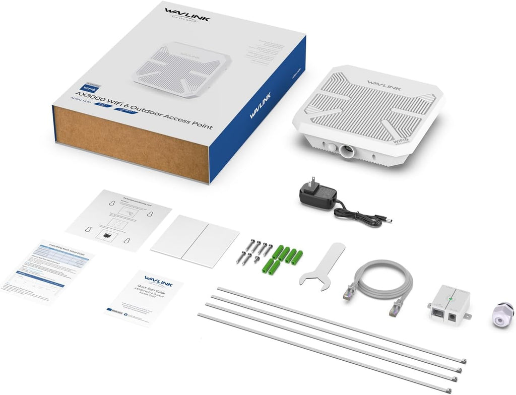 WAVLINK AX3000 Outdoor WiFi 6 Extender, Dual Band Long Range WiFi Repeater/Wireless Access Point/Router with PoE/ 3KM PtP Transmission, IP67 Waterproof, Supports Up to 256 Devices for Camping, Farm